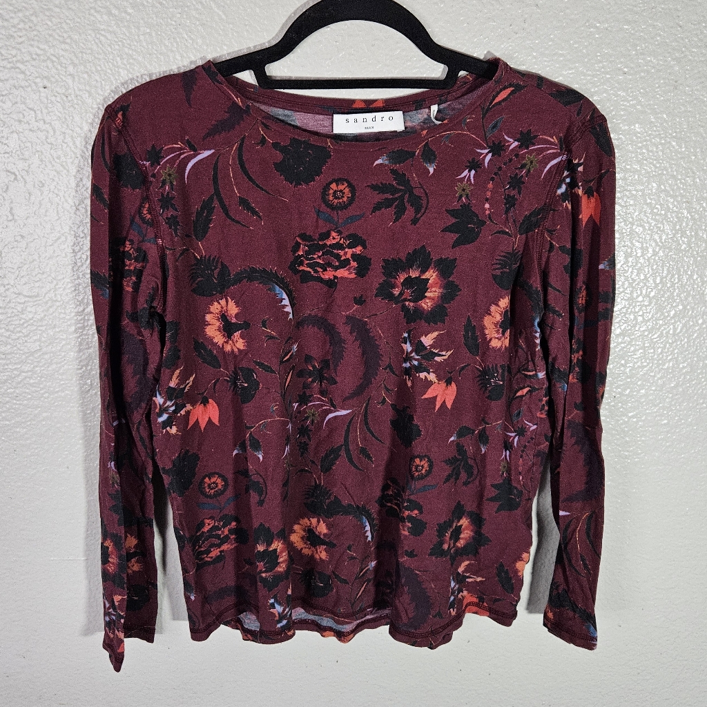 Sandro Floral Crew Neck Longsleeve Size 2